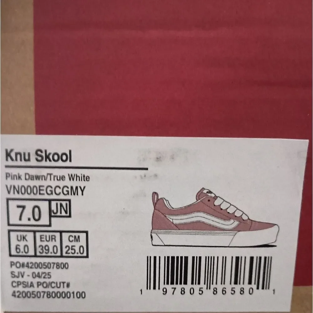 Vans Knu Skool Pink White BRAND NEW IN BOX NO LID.